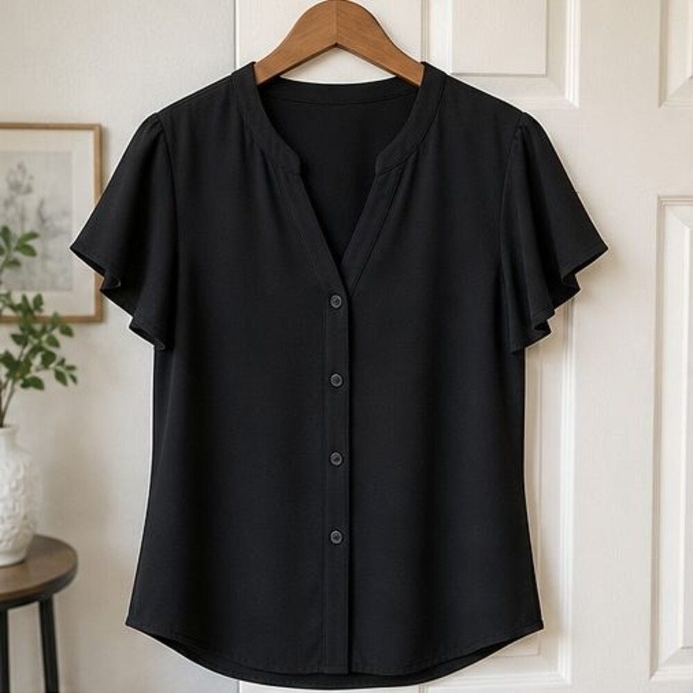 Black Ruffle Blouse